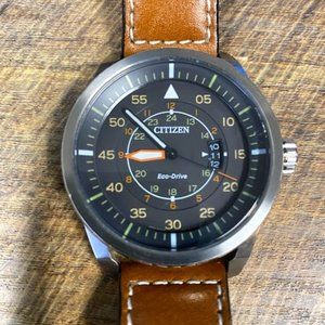 Citizen Eco-Drive J810-S090822 Men's Brown Leather Strap Quartz Dial